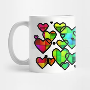 Hearts rainbow black Mug